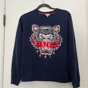 Kenzo Dark Blue Tiger Graphic Crewneck Sweater